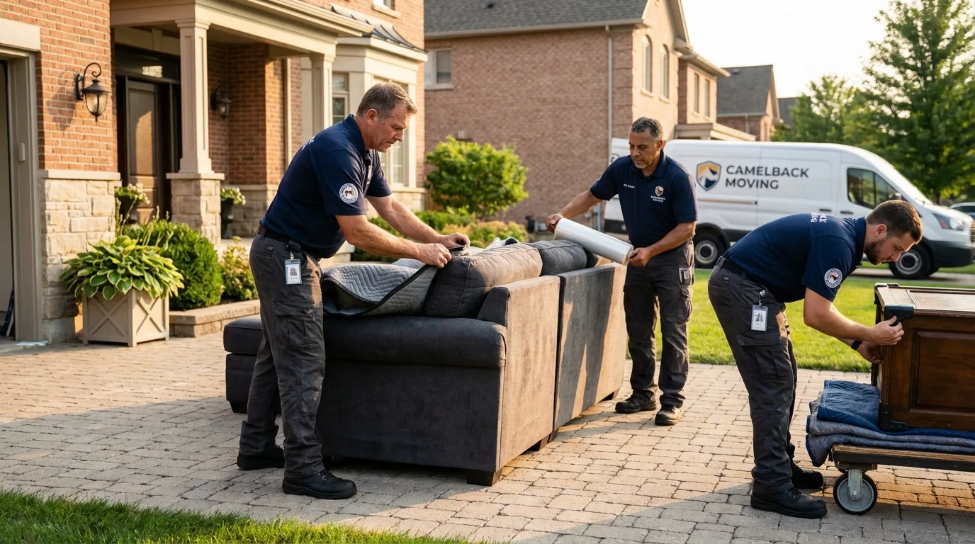 Large estate moving crew wrapping furniture in Kissimmee, FL