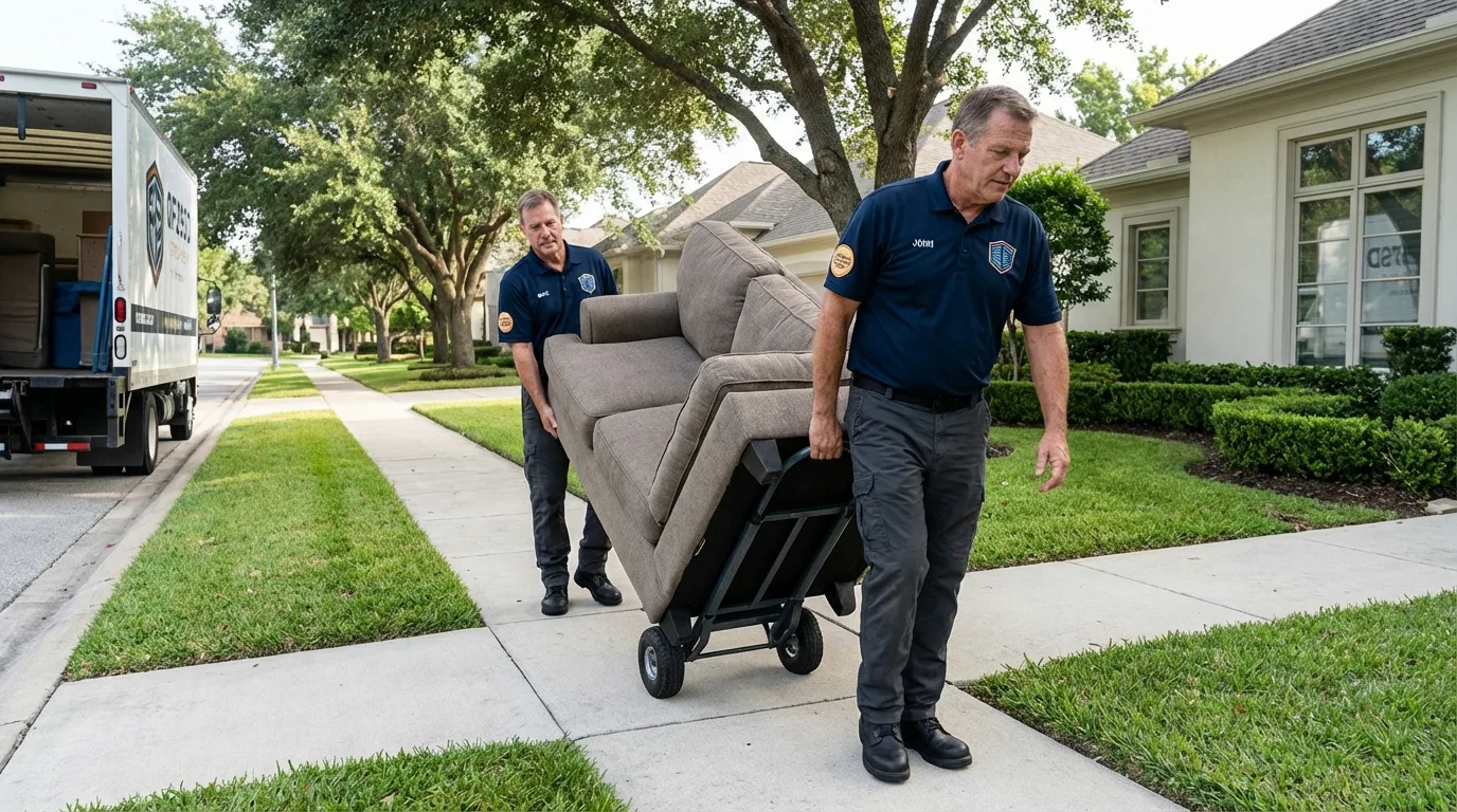 Local residential moving crew loading furniture in Kissimmee, FL